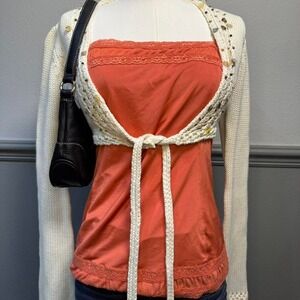 Y2K Shimmery lace tank